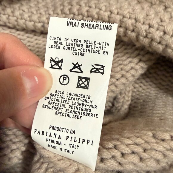 Fabiana Filippi Wool Silk Cashmere Open Cardigan With Shearling Trim XL - Picture 7 of 10